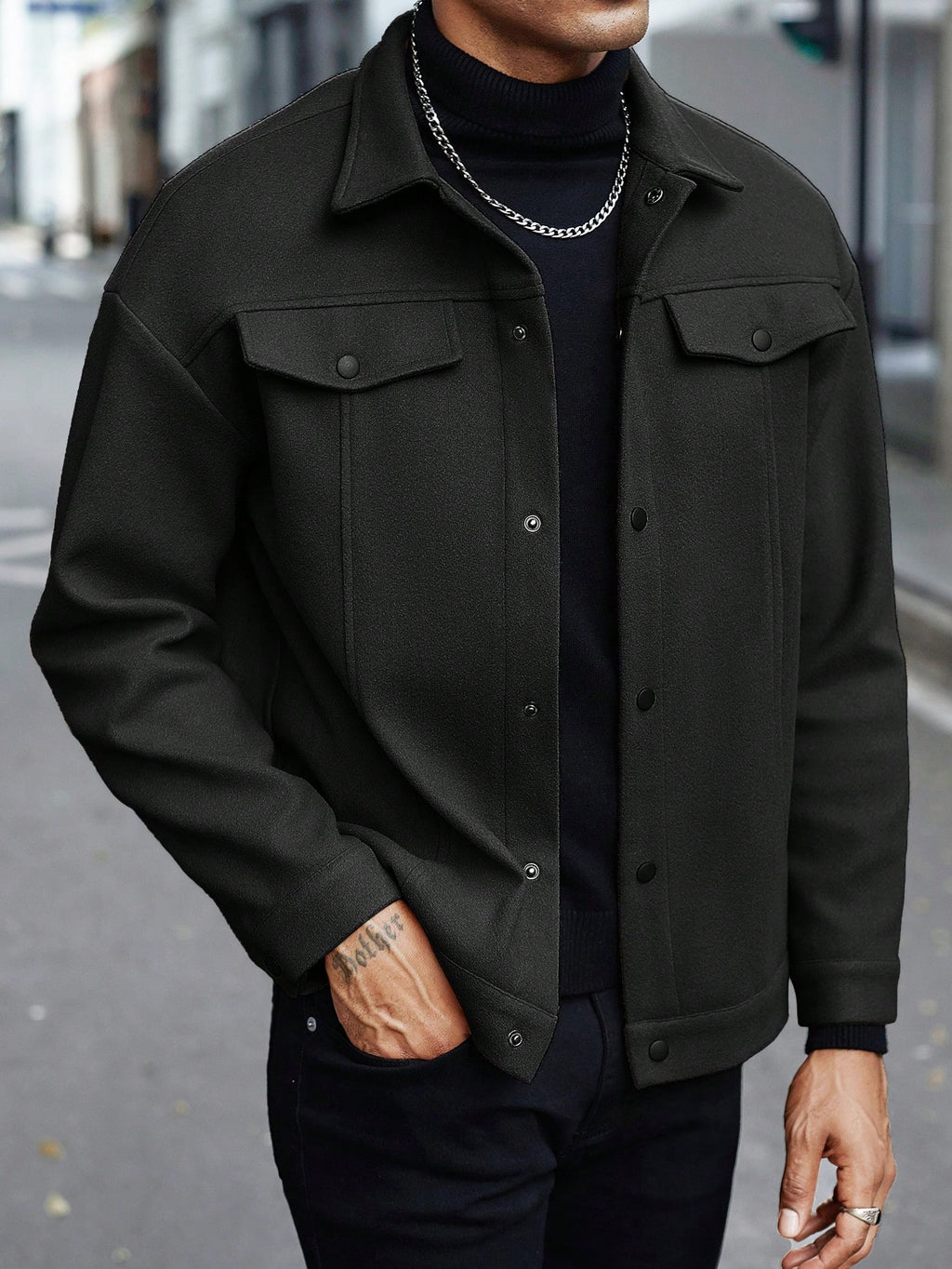 Long Sleeve Solid Color Casual Overcoat