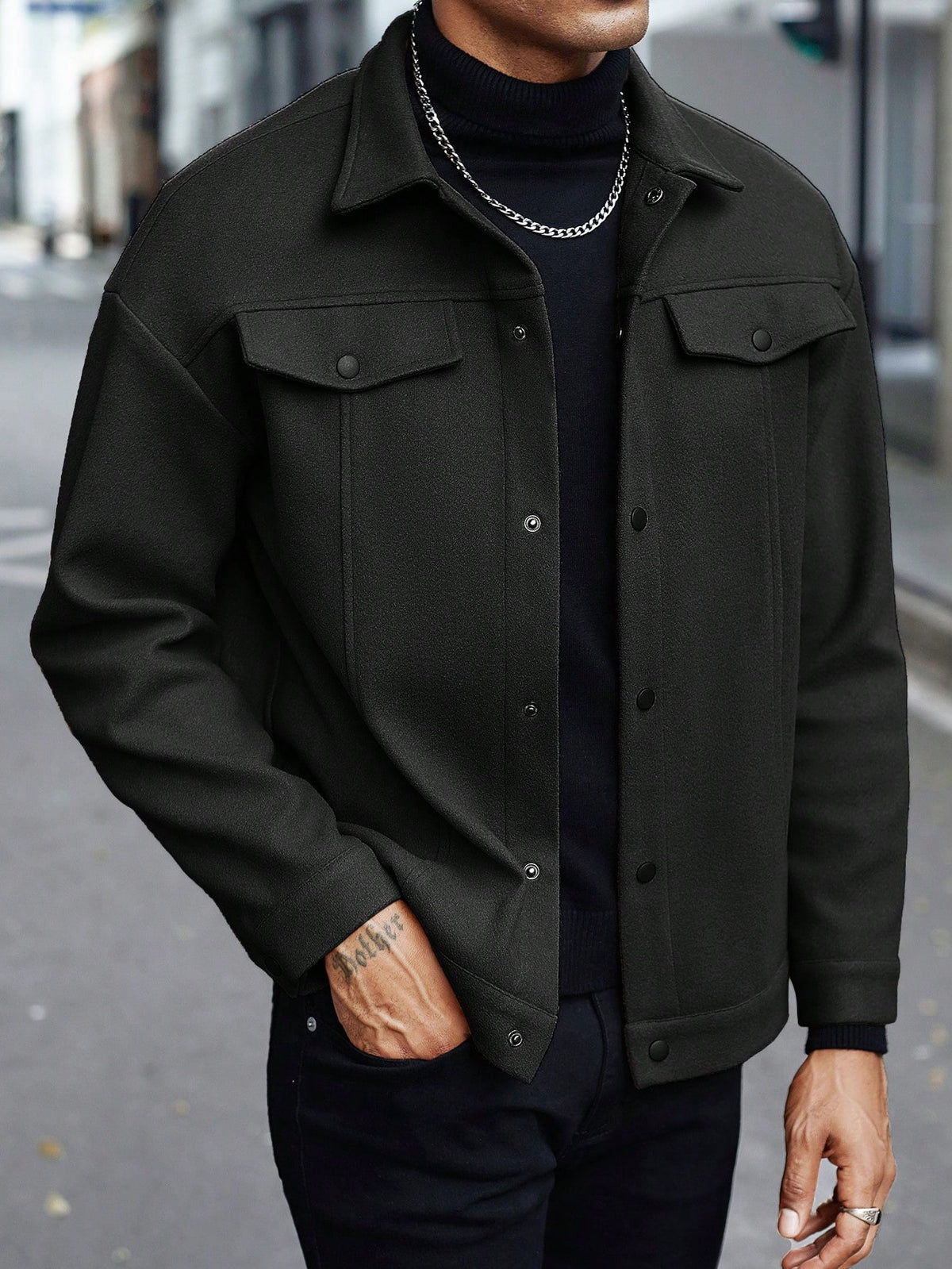 Long Sleeve Solid Color Casual Overcoat