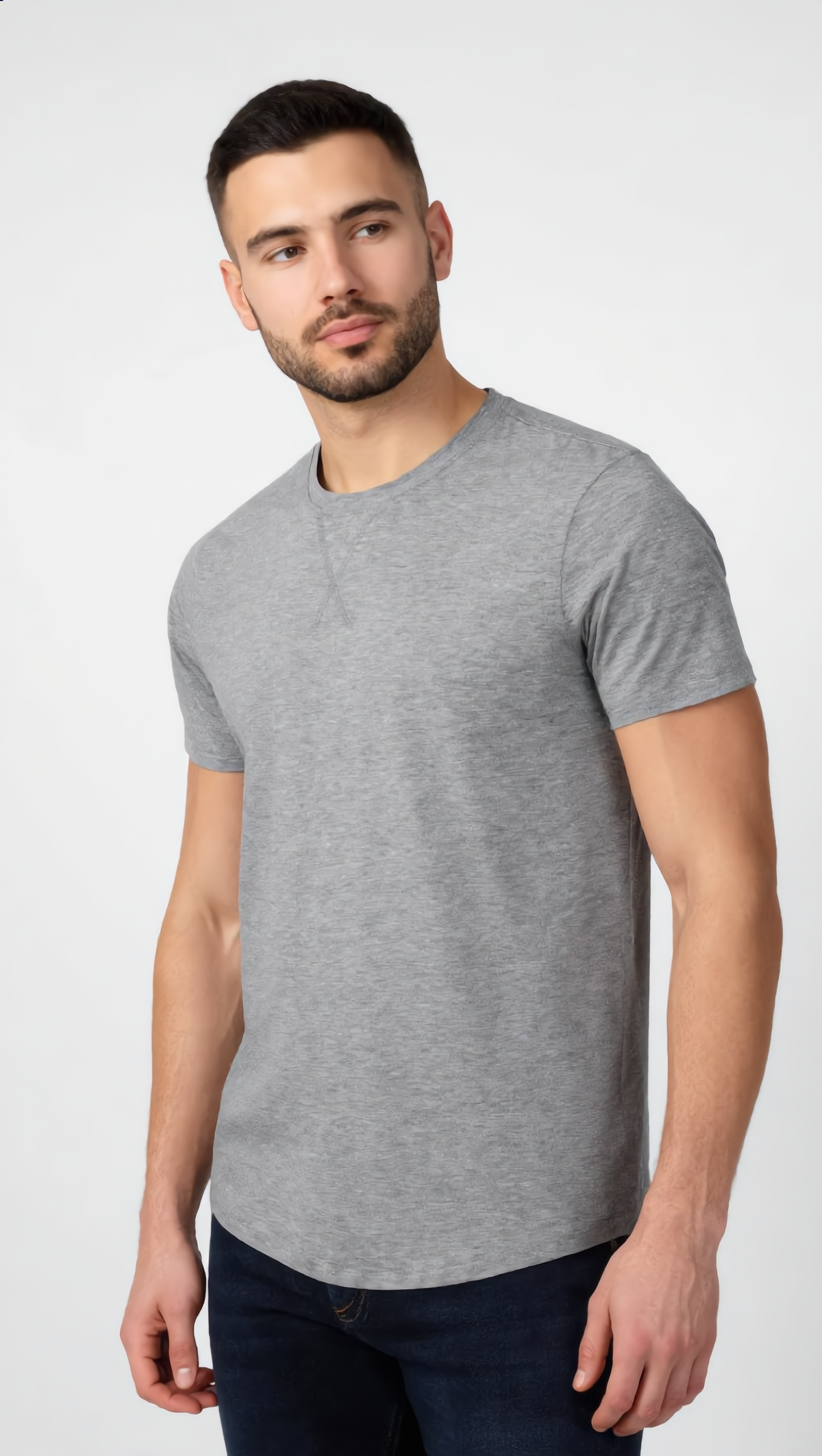 3 Pack Cotton Longline Crewneck T-Shirt