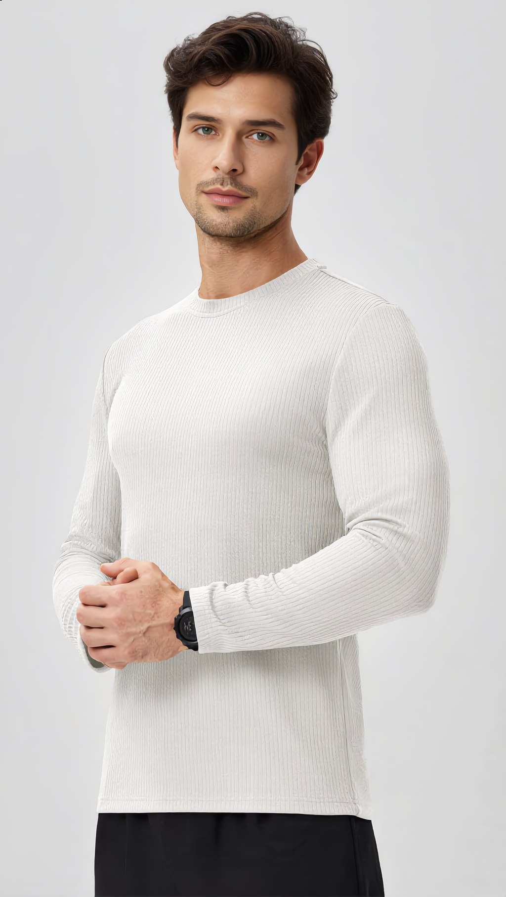 Long Sleeve Casual Knitted Longline Textured T-Shirt