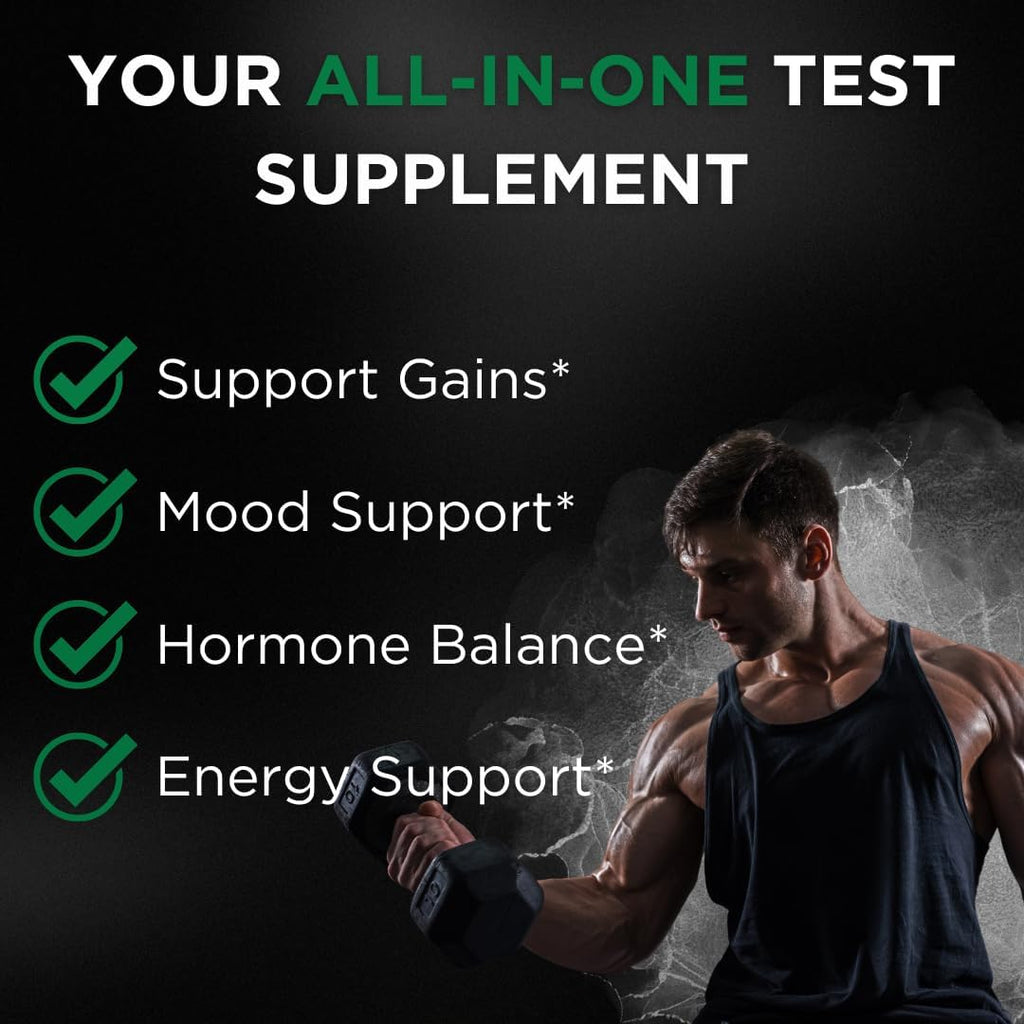 TESTPLUS+ 1,450Mg 8-In-1 Testosterone Support for Men - High Strength Tongkat Ali, Fadogia Agrestis, Turkestanica & Tribulus - Natural Performance, Energy & Muscle Growth Formula (60 Capsules)