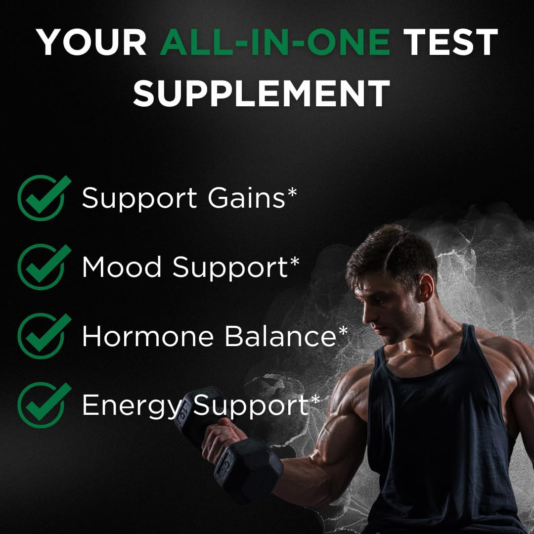 TESTPLUS+ 1,450Mg 8-In-1 Testosterone Support for Men - High Strength Tongkat Ali, Fadogia Agrestis, Turkestanica & Tribulus - Natural Performance, Energy & Muscle Growth Formula (60 Capsules)