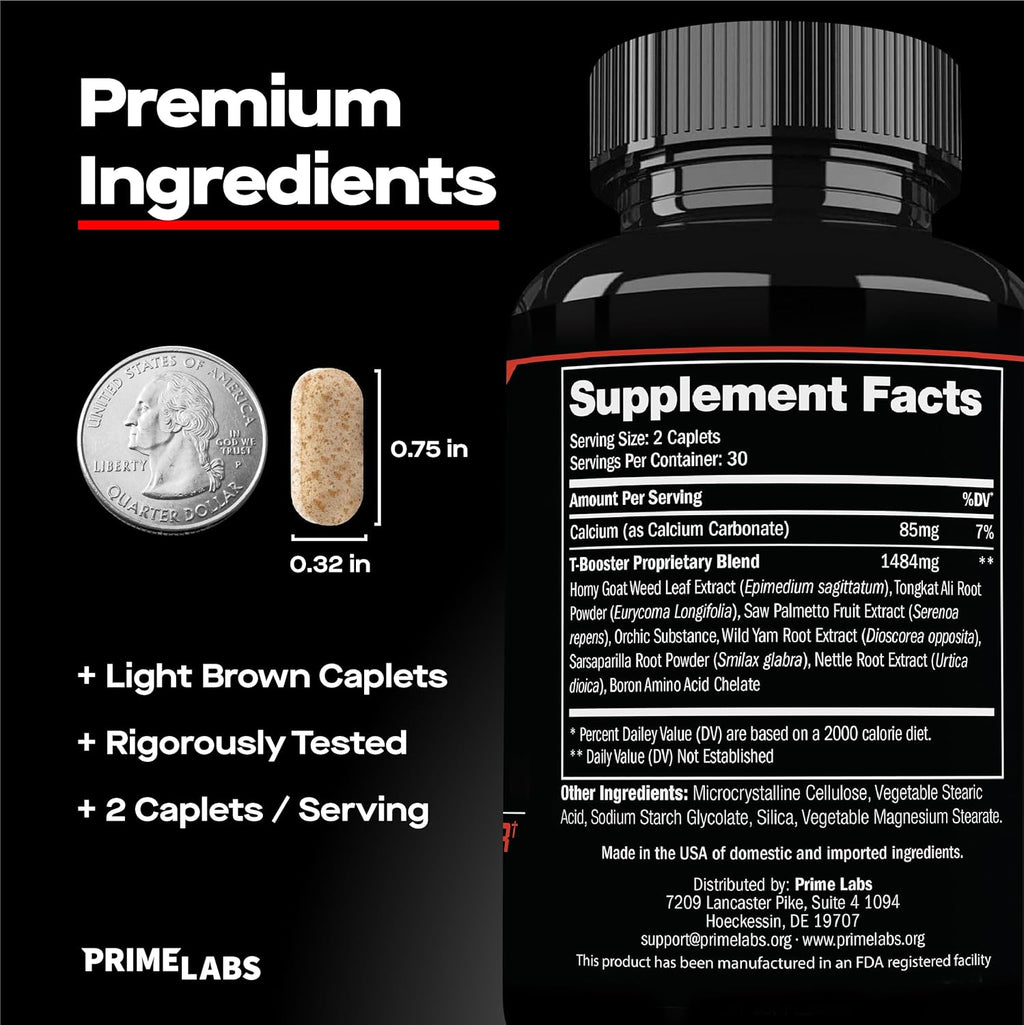 Testosterone Booster - Stamina, Endurance, & Strength Booster - 60 Caplets