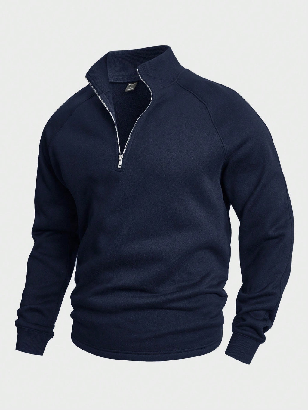 Manfinity Mode Men'S Half-Zipper Stand Collar Raglan Long Sleeve Quarter Zip Sweatshirt