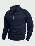 Manfinity Mode Men'S Half-Zipper Stand Collar Raglan Long Sleeve Quarter Zip Sweatshirt